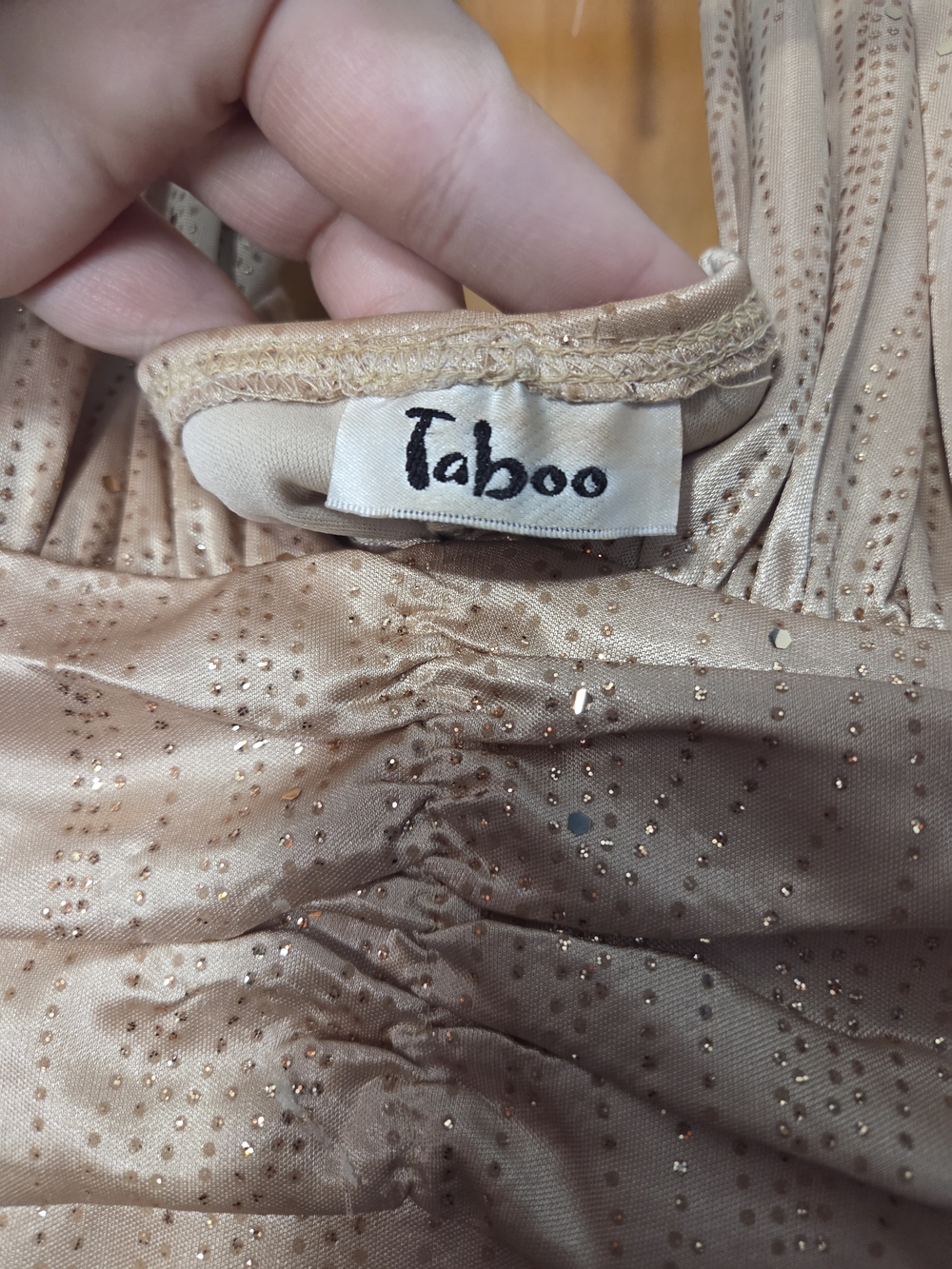 Taboo One-Shoulder Halter Ruffle Gown in Gold - Picture 5 of 6